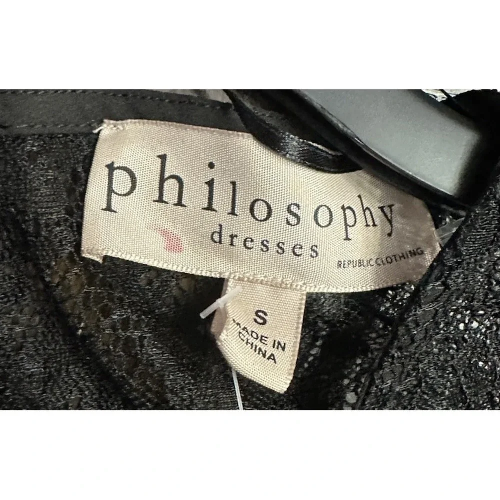 NWT‎ Philosophy Womens Black Short Sleeve Lace Casual Dress Size Small